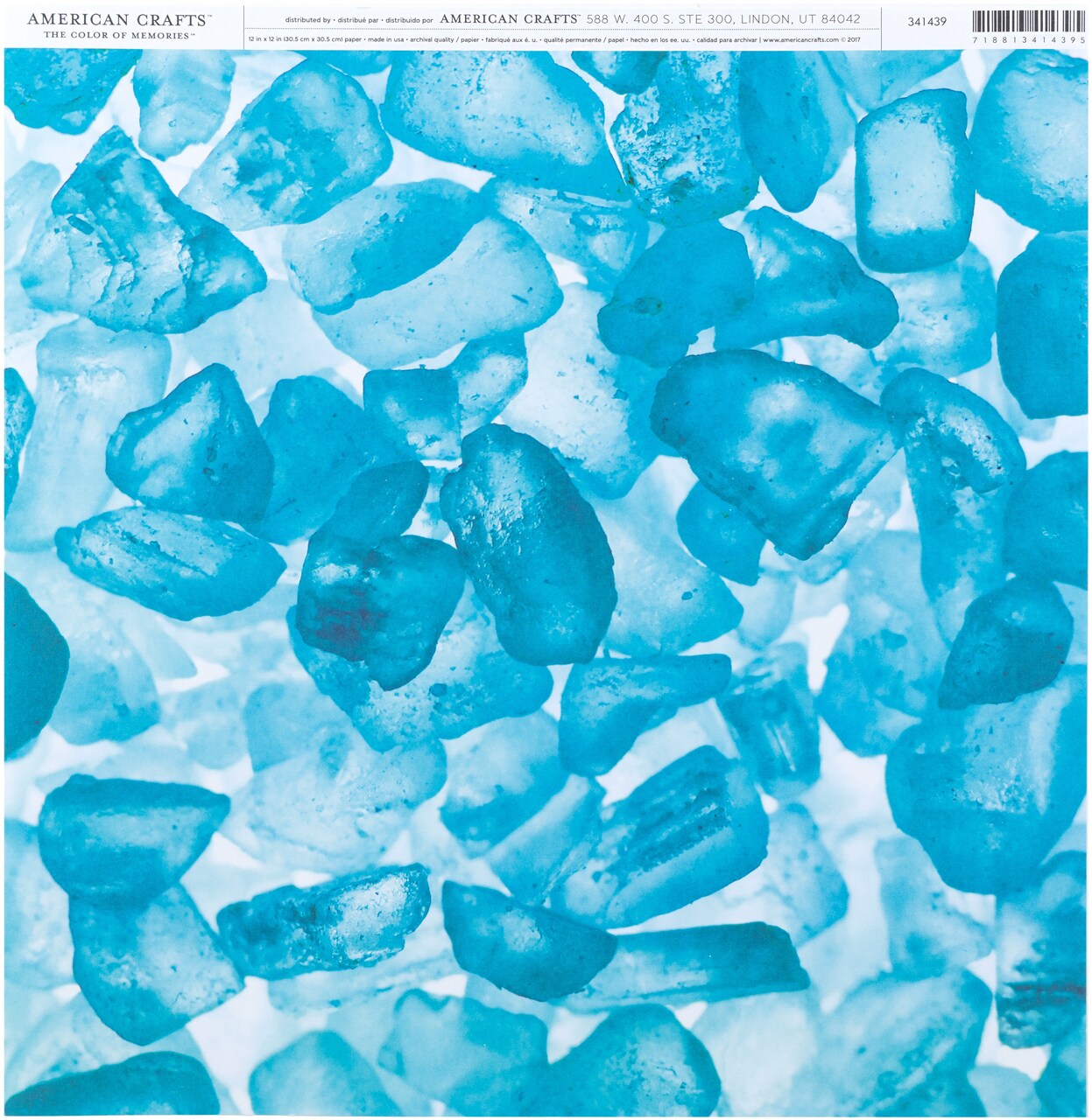 American Crafts Everyday Single-Sided Cardstock 12"X12"-Teal Stones